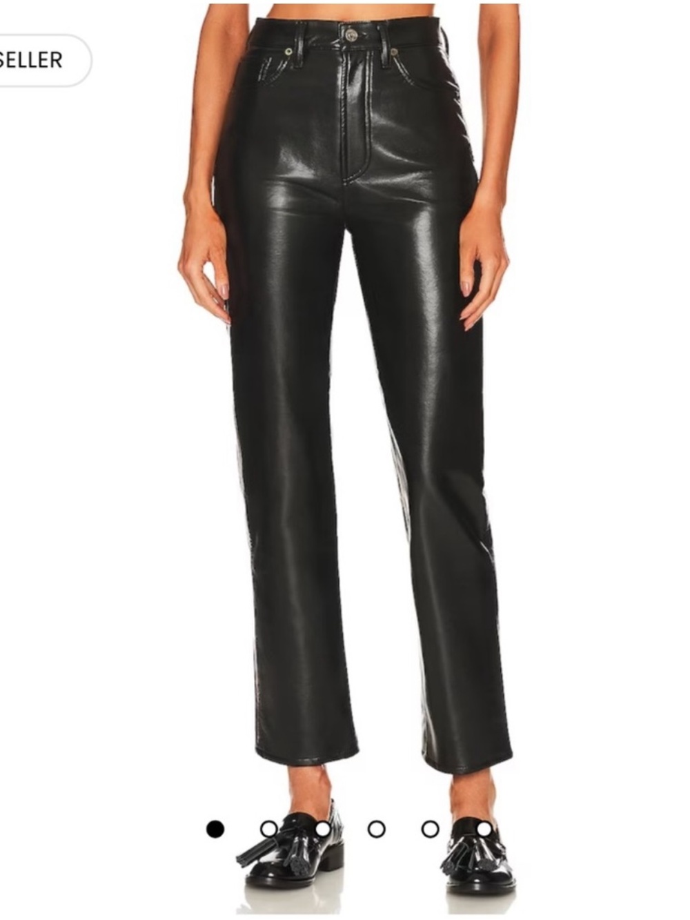 AGOLDE SIZE 23 Recycled Leather‎ Fitted 90's in Detox black pants straight leg